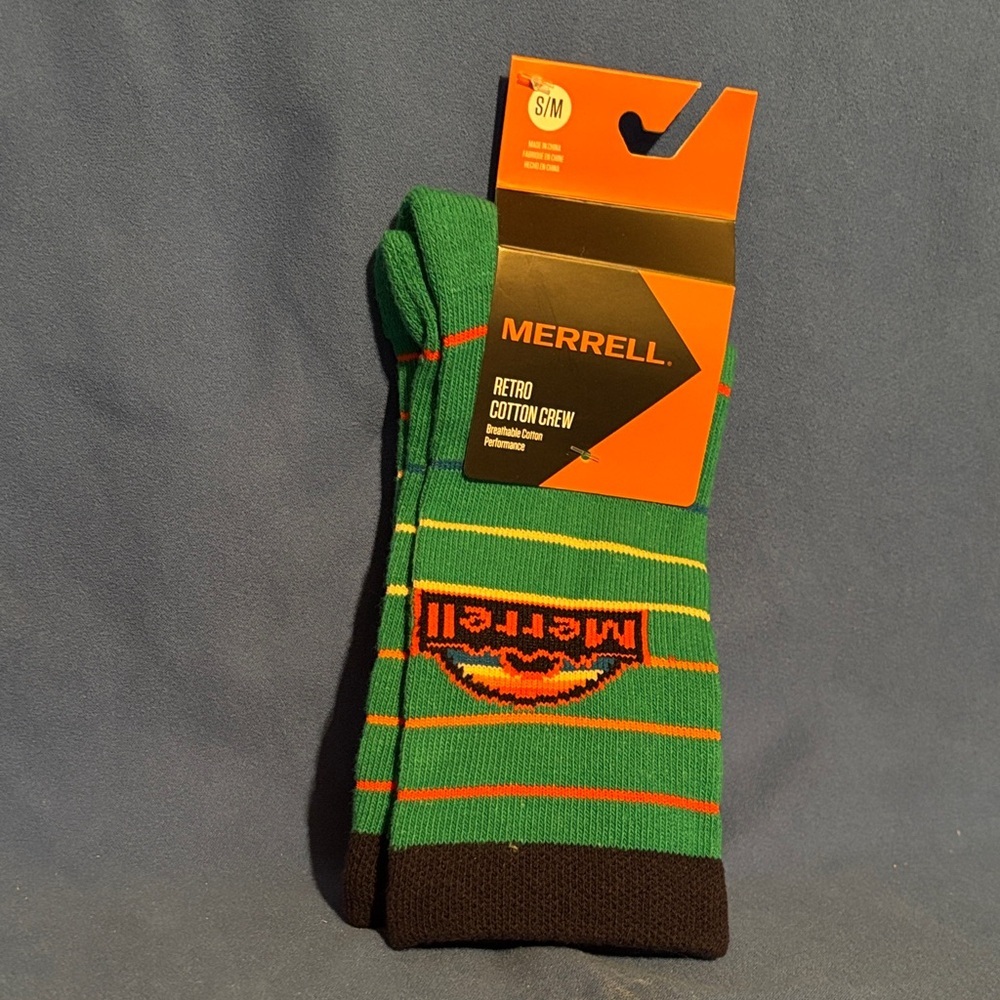 Merrell Green Socks with Orange Stripe & Black Cuff